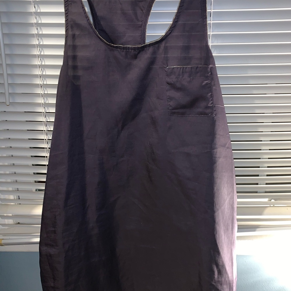 Navy blue classy women’s tank top with gold trim